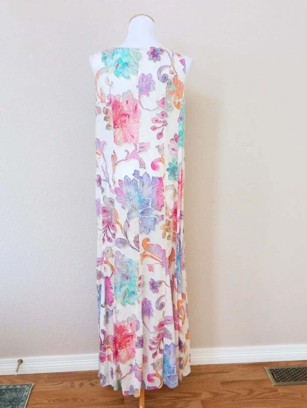 Soft Surroundings watercolor floral sleeveless maxi dress